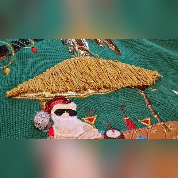 Festive Holiday Sweater with Palm Tree Design - Picture 3 of 8